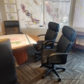 Black Leather High-Back Office Task Chair with Fixed Arms